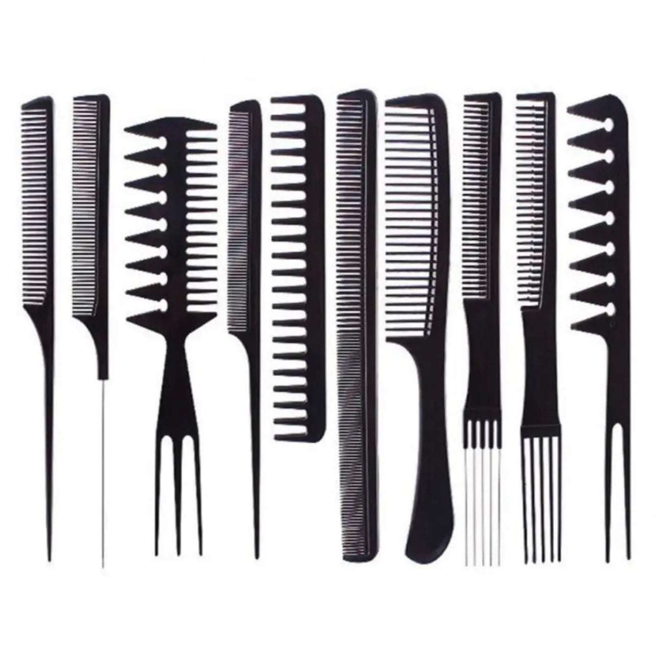 Pack of 10 - Professional Salon Hair Comb Set
- Black